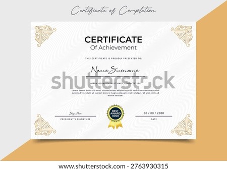 Modern Certificate Of Completion Template