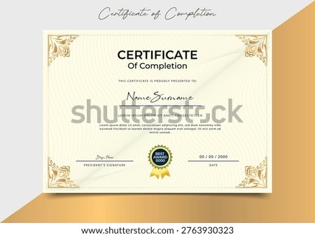 Modern Certificate Of Completion Template