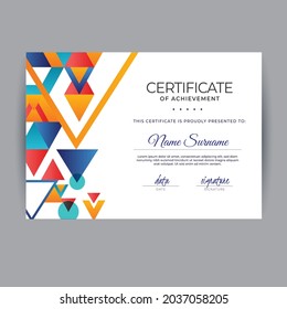 Modern certificate Design for Achievement. vector illustration template.