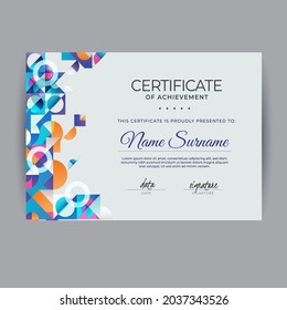 Modern certificate Design for Achievement. vector illustration template.