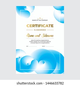 Modern certificate design, creative diploma template, trending blue background for text placement