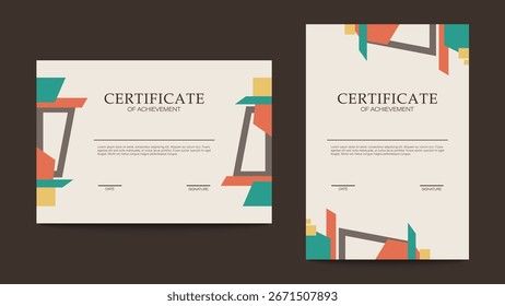 Diseño de certificado moderno. Plantilla de certificado elegante, limpio y simple para certificado de seminario, seminario web, educación, escuela.