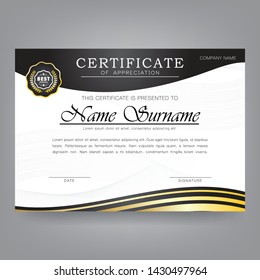 Modern Certificate Design Template with Badge