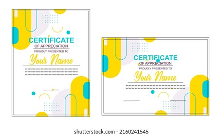 modern certificate design template with blue and yellow color blend