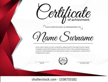 Modern Certificate Design Template with Elegant Red Ornament
