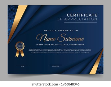 Modern certificate design template with geometric shapes