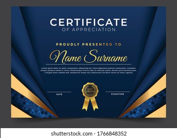 Modern certificate design template with geometric shapes