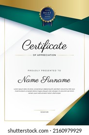 Modern certificate design template with gold badges, luxury and modern pattern, award winning, diploma. Vector illustration