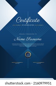 Modern certificate design template with gold badges, luxury and modern pattern, award winning, diploma. Vector illustration