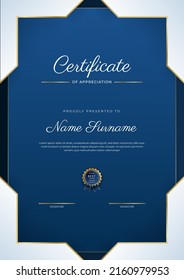 Modern certificate design template with gold badges, luxury and modern pattern, award winning, diploma. Vector illustration