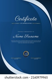 Modern certificate design template with gold badges, luxury and modern pattern, award winning, diploma. Vector illustration