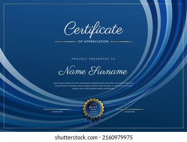 Modern certificate design template with gold badges, luxury and modern pattern, award winning, diploma. Vector illustration