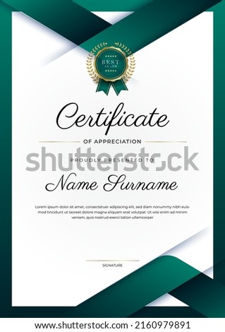 Modern certificate design template with gold badges, luxury and modern pattern, award winning, diploma. Vector illustration