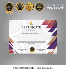 Modern certificate, Elegant Gray background, with an elegant modern gold plaque