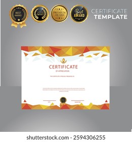 Modern certificate, Elegant Gray background, with an elegant modern gold plaque