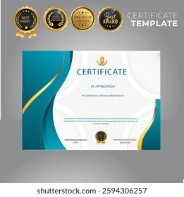 Modern certificate, Elegant Gray background, with an elegant modern gold plaque
