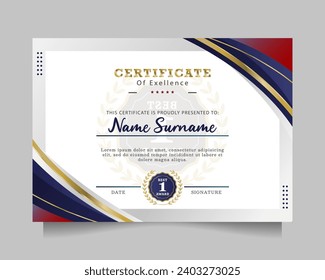 modern certificate of exellence template. vector illustration