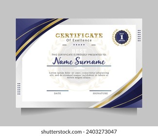 modern certificate of exellence template. vector illustration