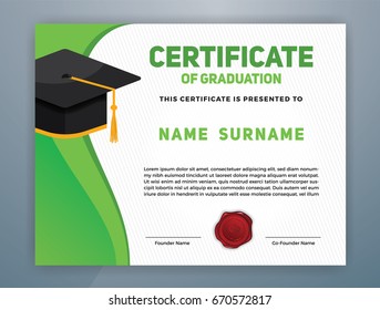 Modern Certificate of Graduation Template Design for Print. Vector illustration