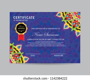 Modern certificate with mandala 