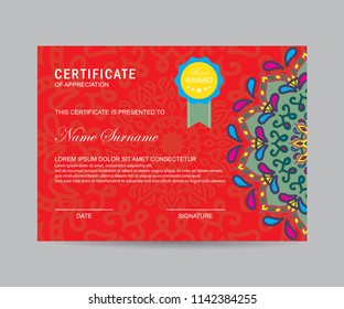 Modern certificate with mandala 