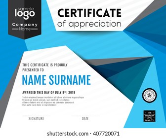 Modern certificate with polygonal background design template