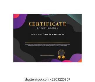 Plantilla de certificado moderna con diseño de fluido abstracto