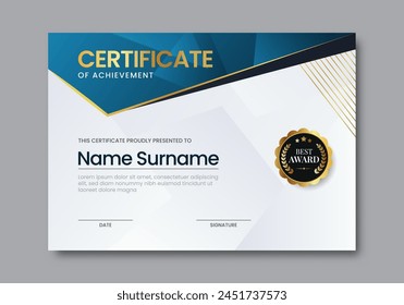 Modern certificate template with abstract shape design