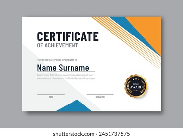 Modern certificate template with abstract shape design