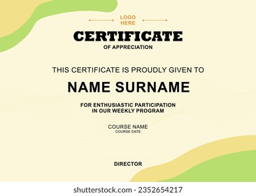 Modern Certificate Template with abstract, stylish design, simple, elegant and perfect design. Ready to use template.
