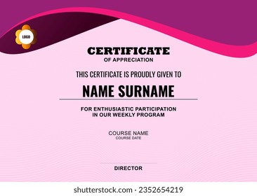 Modern Certificate Template with abstract, stylish design, simple, elegant and perfect design. Ready to use template.