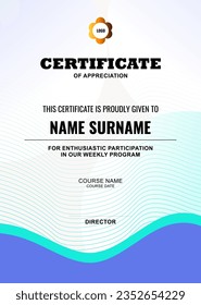 Modern Certificate Template with abstract, stylish design, simple, elegant and perfect design. Ready to use template.