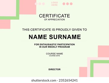 Modern Certificate Template with abstract, stylish design, simple, elegant and perfect design. Ready to use template.
