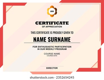 Modern Certificate Template with abstract, stylish design, simple, elegant and perfect design. Ready to use template.