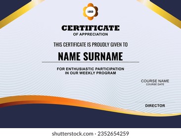 Modern Certificate Template with abstract, stylish design, simple, elegant and perfect design. Ready to use template.