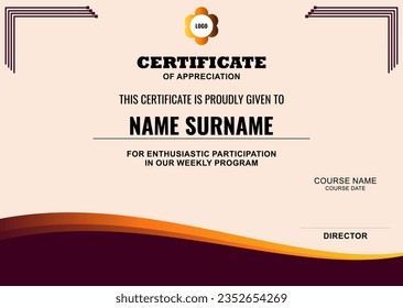 Modern Certificate Template with abstract, stylish design, simple, elegant and perfect design. Ready to use template.