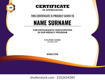 Plantilla de certificado moderna con diseño abstracto, elegante, sencillo y perfecto. Listo para usar la plantilla.