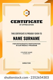 Modern Certificate Template with abstract, stylish design, simple, elegant and perfect design. Ready to use template.