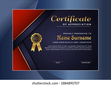 Modern certificate template for achievement, award certificate design