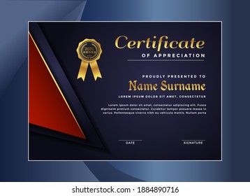 Modern certificate template for achievement, award certificate design