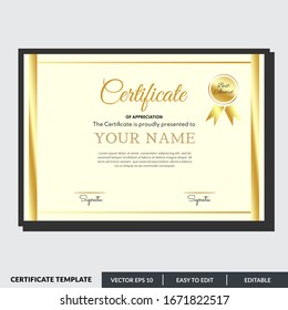 Modern certificate template of appreciation award. Creative certificate design in professional style. Diploma design graduation, award, success. Editable text in vector illustration.