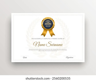 Modern certificate template appreciation business certificate of achievement, graduation professional simple golden certificate award template