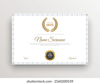 Modern certificate template appreciation business certificate of achievement, graduation professional simple golden certificate award template