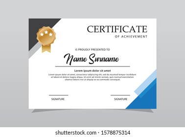 Modern certificate template blue color design. Easy for print.