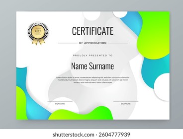 Modern Certificate Template with Colorful Abstract Design Illustration