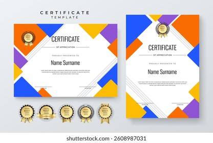 Modern Certificate Template with Colorful Abstract Design Illustration