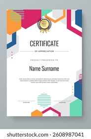 Modern Certificate Template with Colorful Abstract Design Illustration