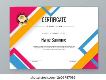 Modern Certificate Template with Colorful Abstract Design Illustration