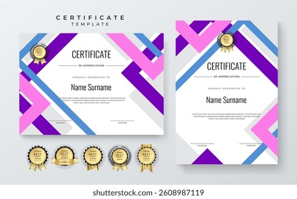 Modern Certificate Template with Colorful Abstract Design Illustration