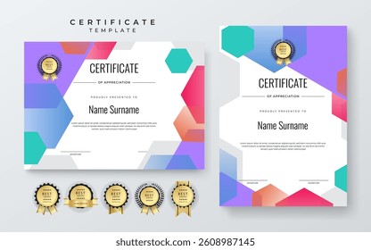 Modern Certificate Template with Colorful Abstract Design Illustration